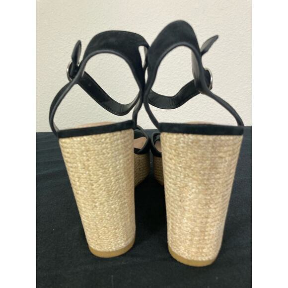 Steve Madden Black‎ Suede Wedge Heels Platform Ankle Strap Party Size 8.5 - Picture 11 of 13